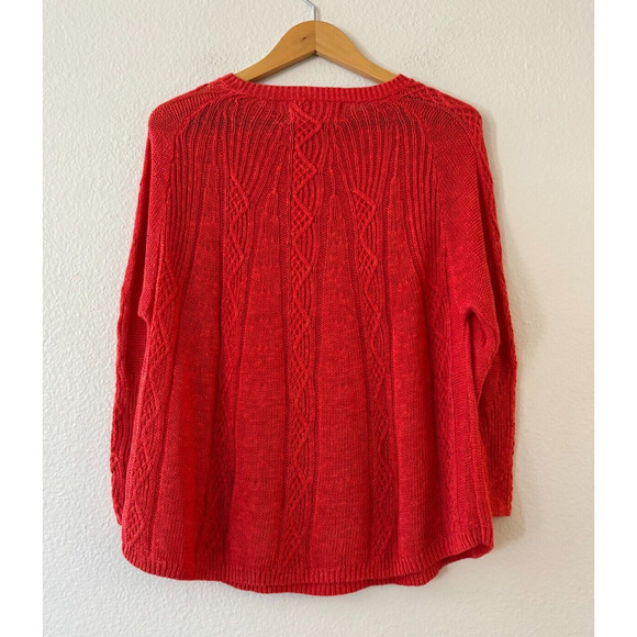 Elegant Coral Cable Knit Sweater - Picture 3 of 10